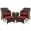 5-Piece Outdoor Wicker Bistro Set w/ Side Storage Table, No Assembly&nbsp;