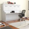 Leto Muro White Full Landscape Wall Bed with Desk & Headboard 