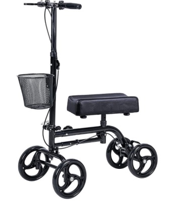 WINLOVE Black Steerable Knee Walker Roller Scooter with Basket Dual Braking System for Angle and Injured Foot Broken Economy Mobility