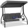 3-Seat Outdoor Canopy Swing Glider Furniture w/ Converting Flatbed Backrest&nbsp;