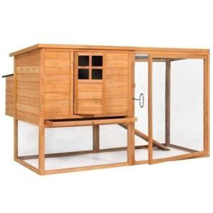 66" Wooden Chicken Coop w/ Outdoor Run 