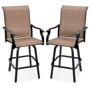 Set of 2 Swivel Barstools w/ 360 Rotation, All-Weather Mesh 