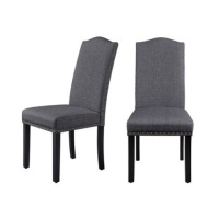 High Back Fabric Dining Chairs, Dark Gray, Set of 2 - Appears New