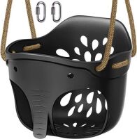 SELEWARE Heavy-Duty High Back Full Bucket Toddler Swing Seat with Locking Carabiners and Adjustable Rope