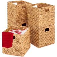 Set of 5 Collapsible Hyacinth Storage Baskets - 10.5x10.5in&nbsp;