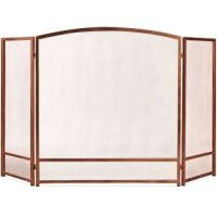 3-Panel Simple Steel Mesh Fireplace Screen w/ Worn Finish - 54.25x30.25in&nbsp;