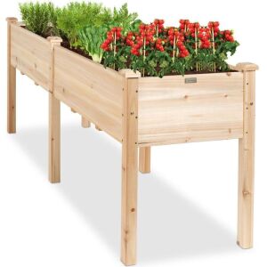 Raised Garden Bed, Elevated Wood Garden Planter Stand - 72x23x30in 