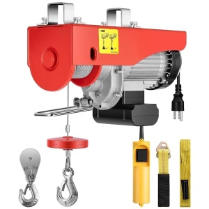 VIVOHOME 110V 1320 Lbs Lift Electric Hoist, Electric Winch, Garage Ceiling Crane Overhead, Zinc-Plated Steel Wire Hoist for Garage, Warehouses, Factories Lifting with Emergency Stop Switch