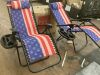 Set of 2 Adjustable Zero Gravity Patio Chair Recliners w/ Cup Holders - Small Tear Near Seam