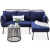 Rope Woven Sectional, L-Shape Sofa Set w/ Detachable Lounger - No Table 