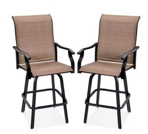 Set of 2 Swivel Barstools w/ 360 Rotation, All-Weather Mesh 