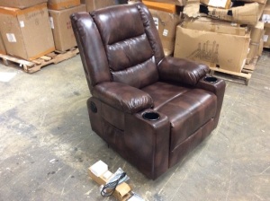 ComHoma Home Theater Leather Power Recliner Chair with Speakers and Heated Massage - Appears New with Minor Cosmetic Damage 