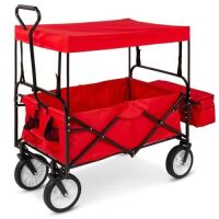 Utility Wagon Cart w/ Folding Design, 2 Cup Holders, Removable Canopy&nbsp;