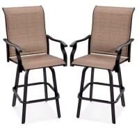 Set of 2 Swivel Barstools w/ 360 Rotation, All-Weather Mesh&nbsp;