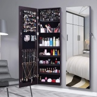 AOOU Jewelry Organizer Armoire, Full Length Mirror, Brown - Appears New&nbsp;