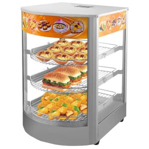 VEVOR 110V 14-Inch Commercial Food Warmer Display 3-Tier 800W 86-185℉ Tempered-Glass 