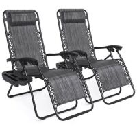 Set of 2 Adjustable Zero Gravity Patio Chair Recliners w/ Cup Holders&nbsp;
