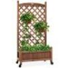 Wood Planter Box & Lattice Trellis w/ Drainage, Optional Wheels - 48in&nbsp;