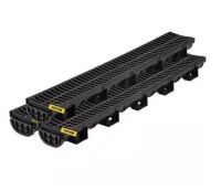 Trench Drain System 5.7 x 3.1 x 39.4 in. Drainage Trench Channel Drain Black Plastic Garage Floor Drain, 3-Pack
