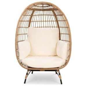 Wicker Egg Chair Oversized Indoor Outdoor Patio Lounger - Unknown if Hardware Complete 