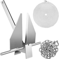 VEVOR 8.5 lb&nbsp;Hot Dipped Galvanized Steel Fluke Anchor with&nbsp;Rope, Shackles, Chain, Boats from 15'-24'