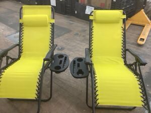 Set of 2 Adjustable Zero Gravity Patio Chair Recliners w/ Cup Holders 