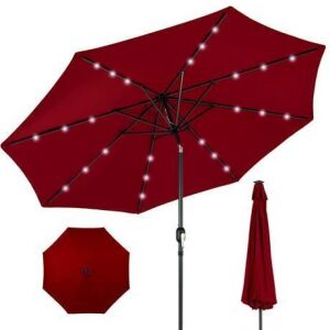 Solar LED Lighted Patio Umbrella w/ Tilt Adjustment, UV-Resistance - 10ft 