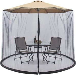 Adjustable Bug Net Accessory for Patio Umbrella w/ Zippered Door - 9ft 