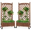 Set of 2 Wood Planter Box & Lattice Trellis w/ Optional Wheels - 48in 