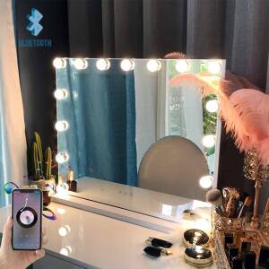 FENCHILIN Hollywood Lighted Vanity Mirror with 15 Dimmable LED Bulbs 