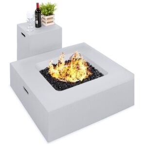 40,000 BTU Square Propane Fire Pit Table w/ Gas Tank Storage - 35x35in 