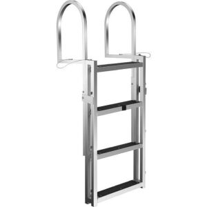 VEVOR 4-Step Aluminum Dock Ladder Adjustable Height w/Handrails, 330lbs Capacity