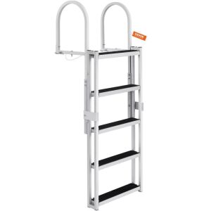 VEVOR Aluminum Retractable 5 Steps Dock Ladder, 350 lbs Load Capacity, 66.9''-78.9'' Adjustable Height