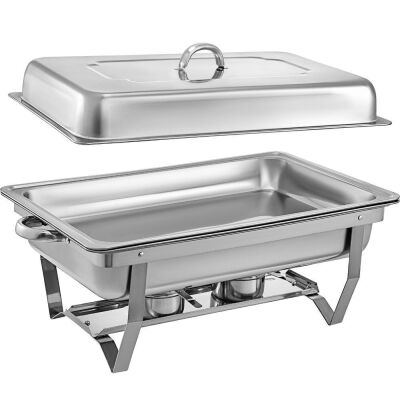 VEVOR 8 Quart Stainless Steel Chafer Full Size Catering Buffet Warmer Set with Folding Frame, 4 Pack