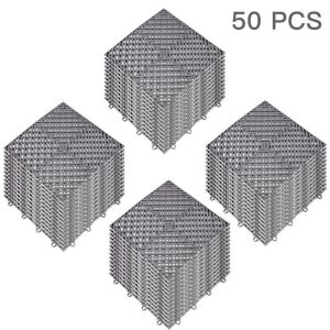 VEVOR Interlocking Drainage Deck Tiles, 12x12x0.5 Inches, Gray, 50pc