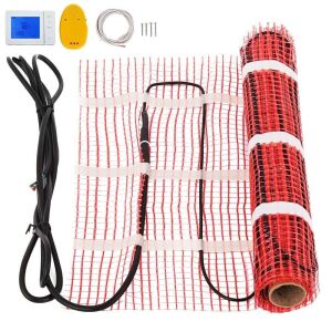 VEVOR 90 Sqft 120V Electric Radiant Floor Heating Mat with Alarmer and Programmable Floor Sensing Thermostat Self-Adhesive Mesh 