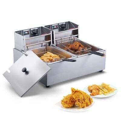 VEVOR Commercial Electric Deep Fryer Dual Detachable Tanks