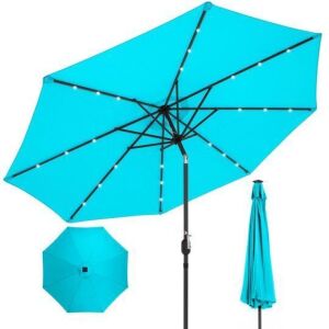 Solar LED Lighted Patio Umbrella w/ Tilt Adjustment, UV-Resistance - 10ft 