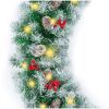 Pre-Lit Pre-Decorated Garland w/ PVC Branch Tips, 50 Lights - 9ft 