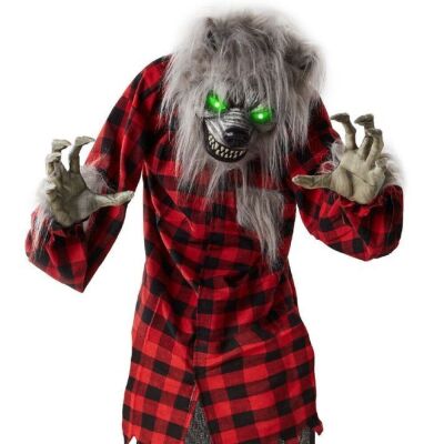 Howling Hudson Standing Animatronic Werewolf w/ Sounds, LED Eyes - 5ft 