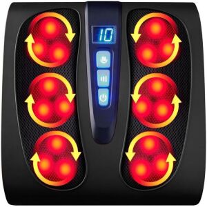 Shiatsu Foot Massager Platform w/ 6 Rollers, Heat Function 