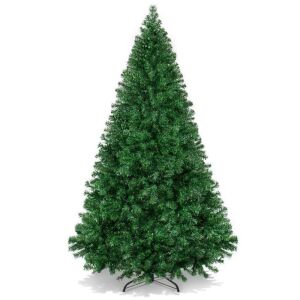 Premium White Artificial Pine Christmas Tree w/ Tips, Foldable Metal Base 