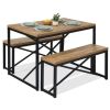 3-Piece Bench Style Dining Furniture Set w/ 2 Benches, Table - 45.5in 