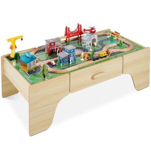 35-Piece Train Table, Large Multipurpose Playset w/ Reversible Table Top 