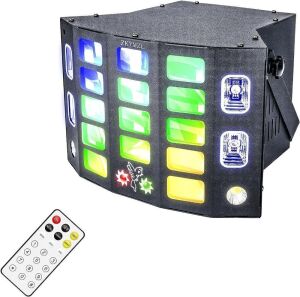 5 in 1 Disco DJ Light with Butterfly Beam Wash Pattern Strobe and 3535 LED Effect, Remote and DMX Control 