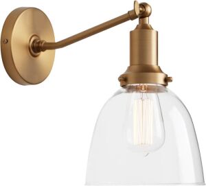 PERMO Industrial Vintage Slope Pole Wall Mount Single Sconce with 6.7" Oval Dome Clear Glass Shade 