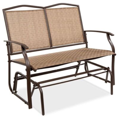 2-Person Patio Loveseat Swing Glider, Bench Rocker w/ Armrests 