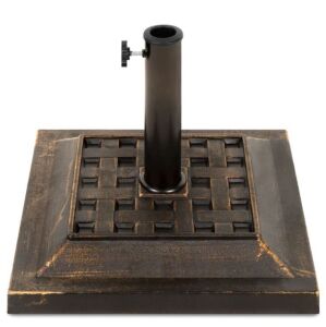 26lb Steel Square Patio Umbrella Base Stand, Basketweave Pattern 