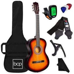 Beginner Acoustic Guitar Set w/ Case, Strap, Digital Tuner, Strings - 38in 