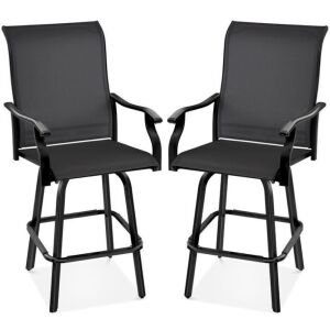 Set of 2 Swivel Barstools w/ 360 Rotation, All-Weather Mesh 